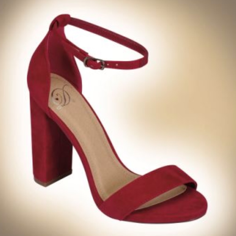 1 Left Delicious Red Ankle Strap 4” HEEL Sandal 10 - Picture 3 of 8